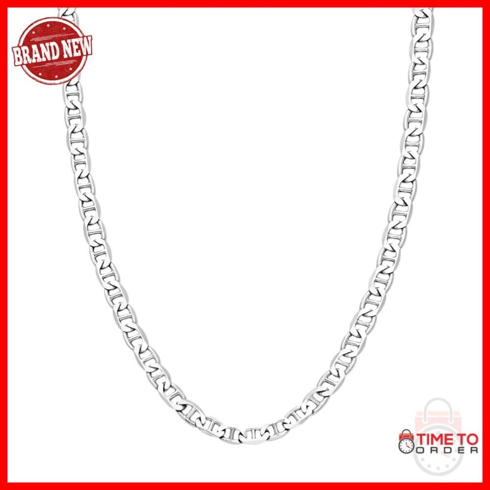Sterling Silver Mariner Chain Necklace 20 Inch Lobster Clasp